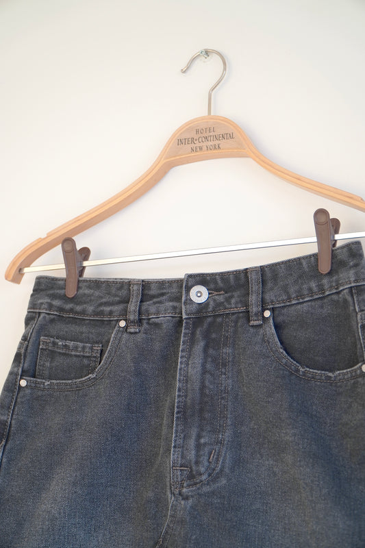 Cotton On Black Denim Frayed Mini Skirt (8 Au)