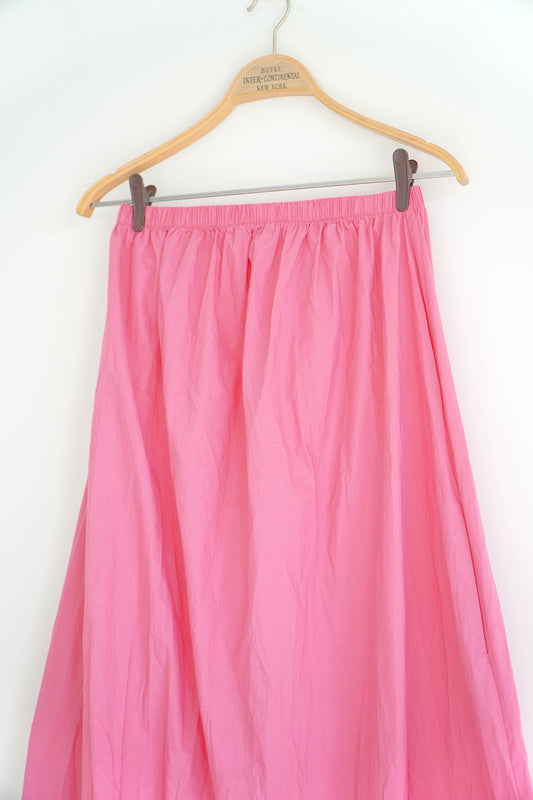 Reverse Rosey Pink Extra Long Cotton Skirt (S)