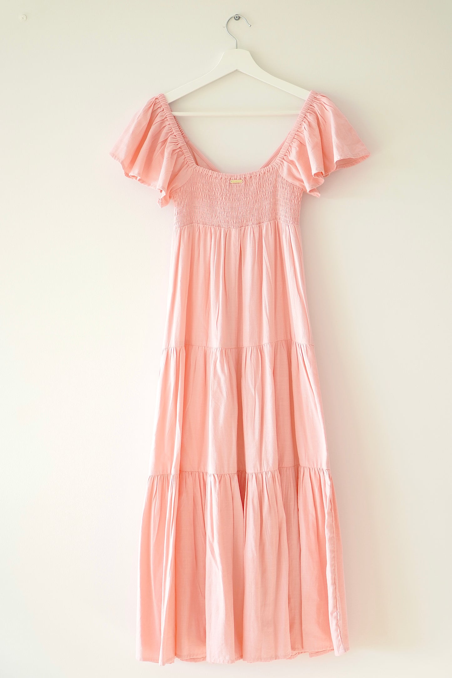 Billabong Baby Pink Tiered Midi Sundress (S)