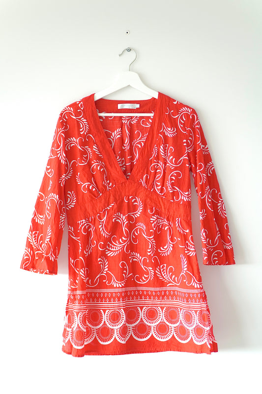 Seafolly Red Patterned Tunic Coverup Beach Dress (10 Au)
