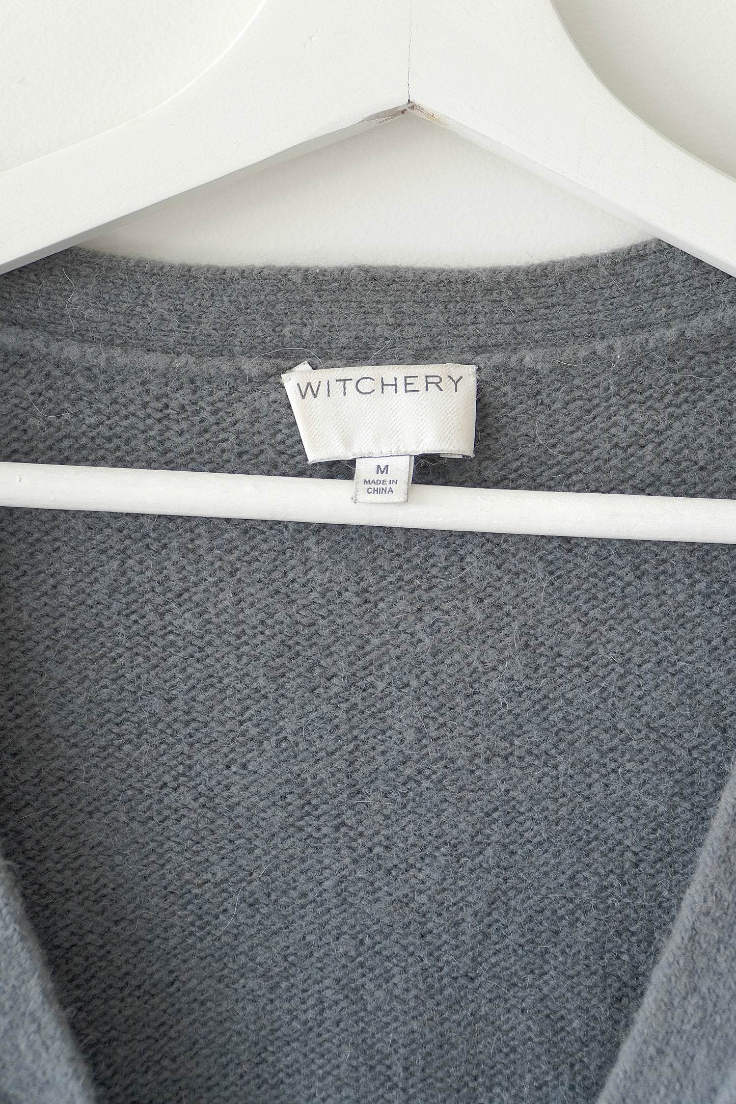 Witchery Grey Alpaca & Wool Blend Longline Cardigan (M)