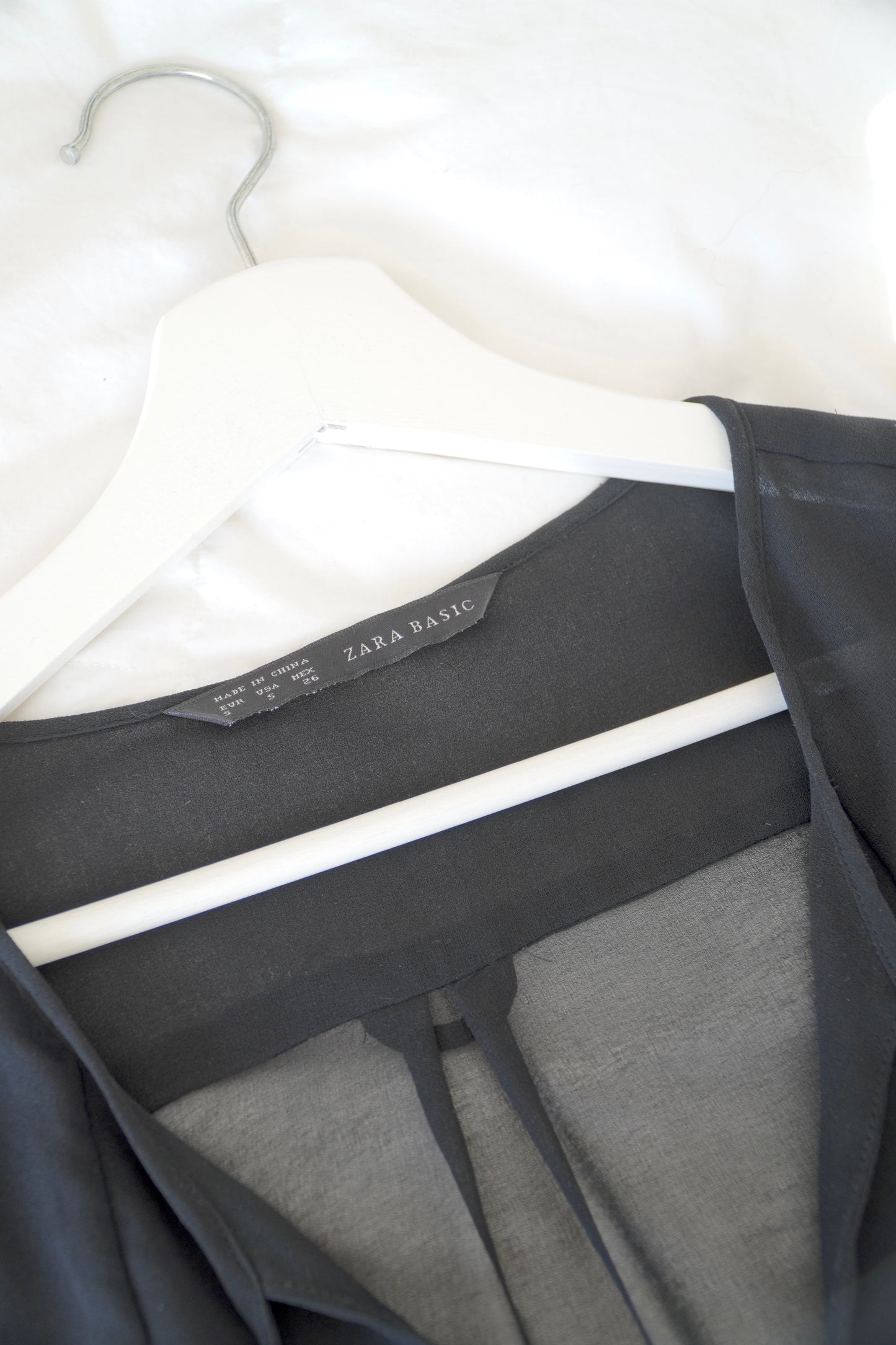 Zara Black Sheer V-neck Blouse (S)