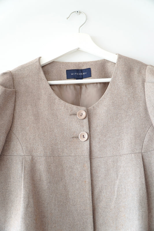 Witchery Light Brown Cropped Wool Blend Jacket (14 Au)