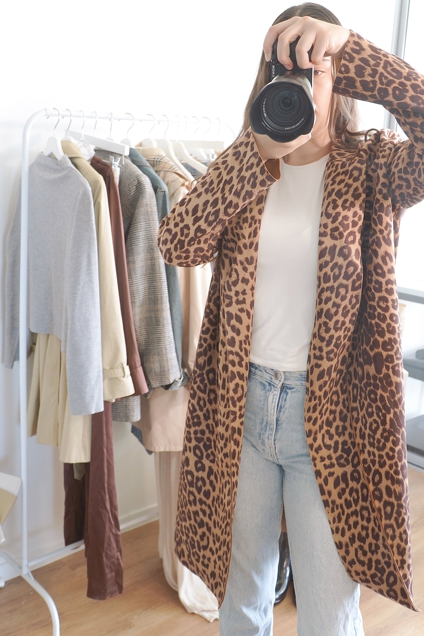Zara Brown Leopard Print Coat (L)