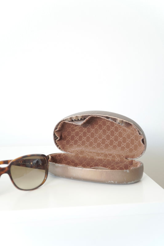 Gucci Authentic Vintage Tortoise Shell Frame Crystal Horsebit Sunglasses