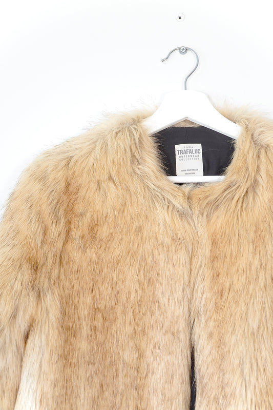 Zara Trafaluc Outerwear Brown Faux Fur Coat Jacket (M)