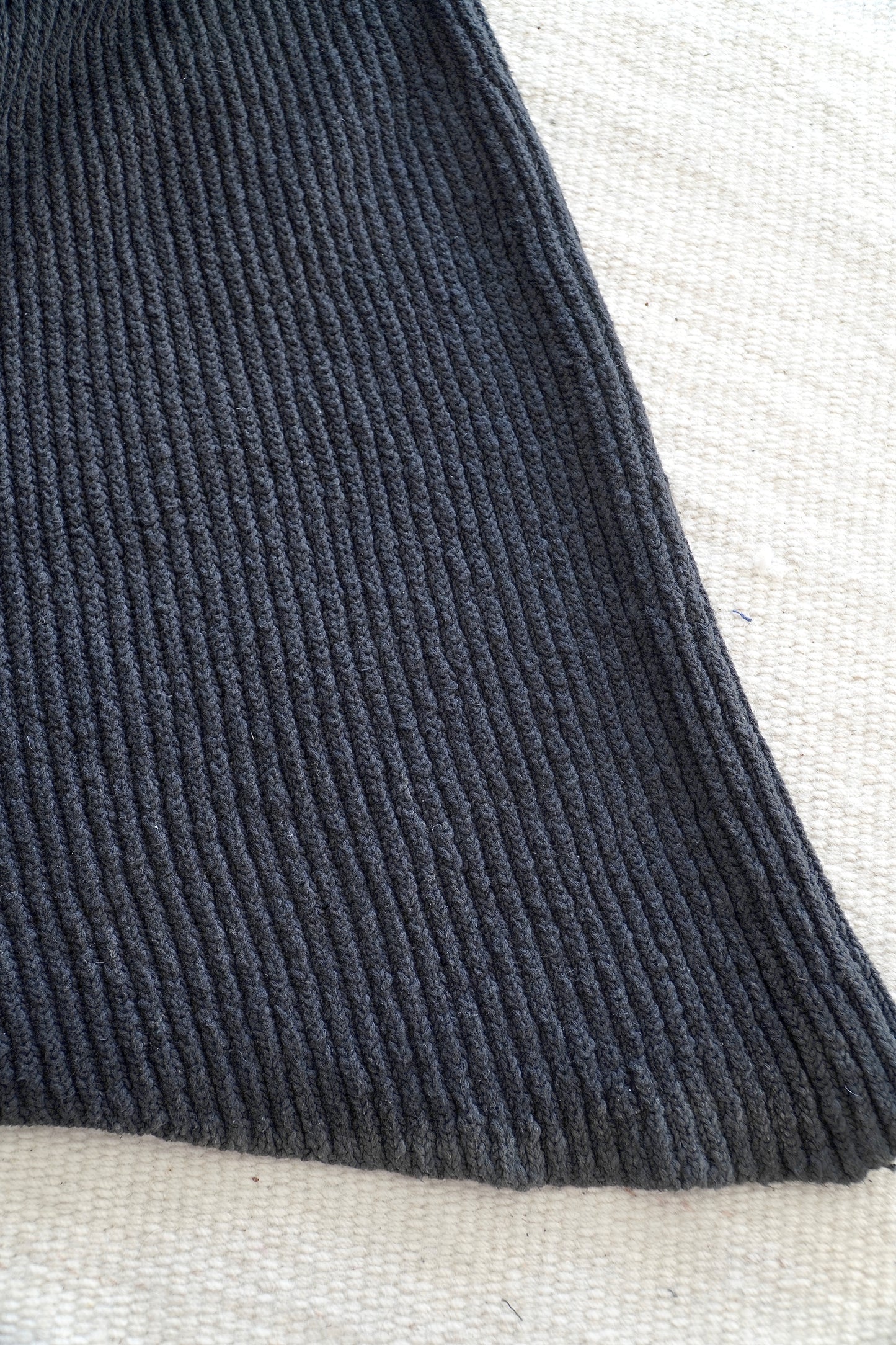 Bassike Knits Black 'Cardigan Stitch' Knitted Asymmetrical Maxi Skirt (Fits 8 Au)