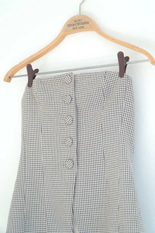 Kookai Checkered Strapless Button Up Top (8 Au)