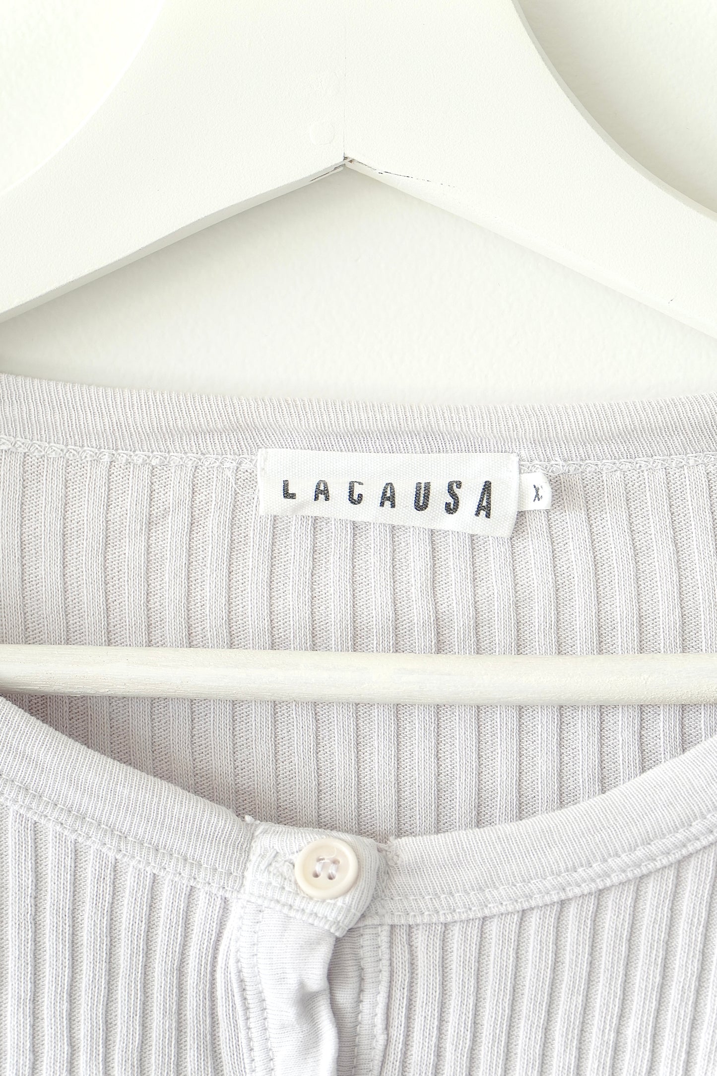 Lacausa Light Violet ‘Lucy’ Button Up 90s Rib Cardigan Top (XS)