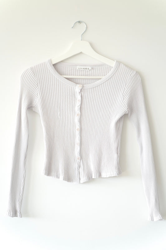 Lacausa Light Violet ‘Lucy’ Button Up 90s Rib Cardigan Top (XS)