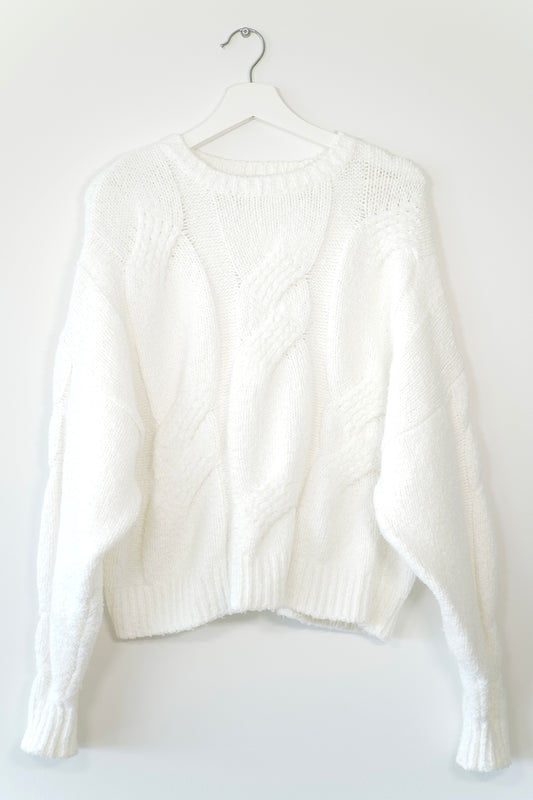 ONE MILE Off-White Cable Knit Jumper (XS)