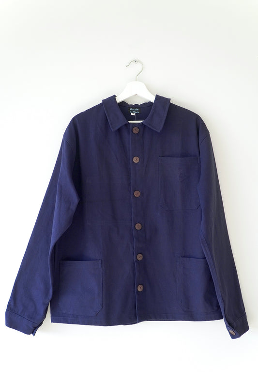 Mercador do Mundo Navy Blue Button Up Boxy Overshirt Jacket (M)