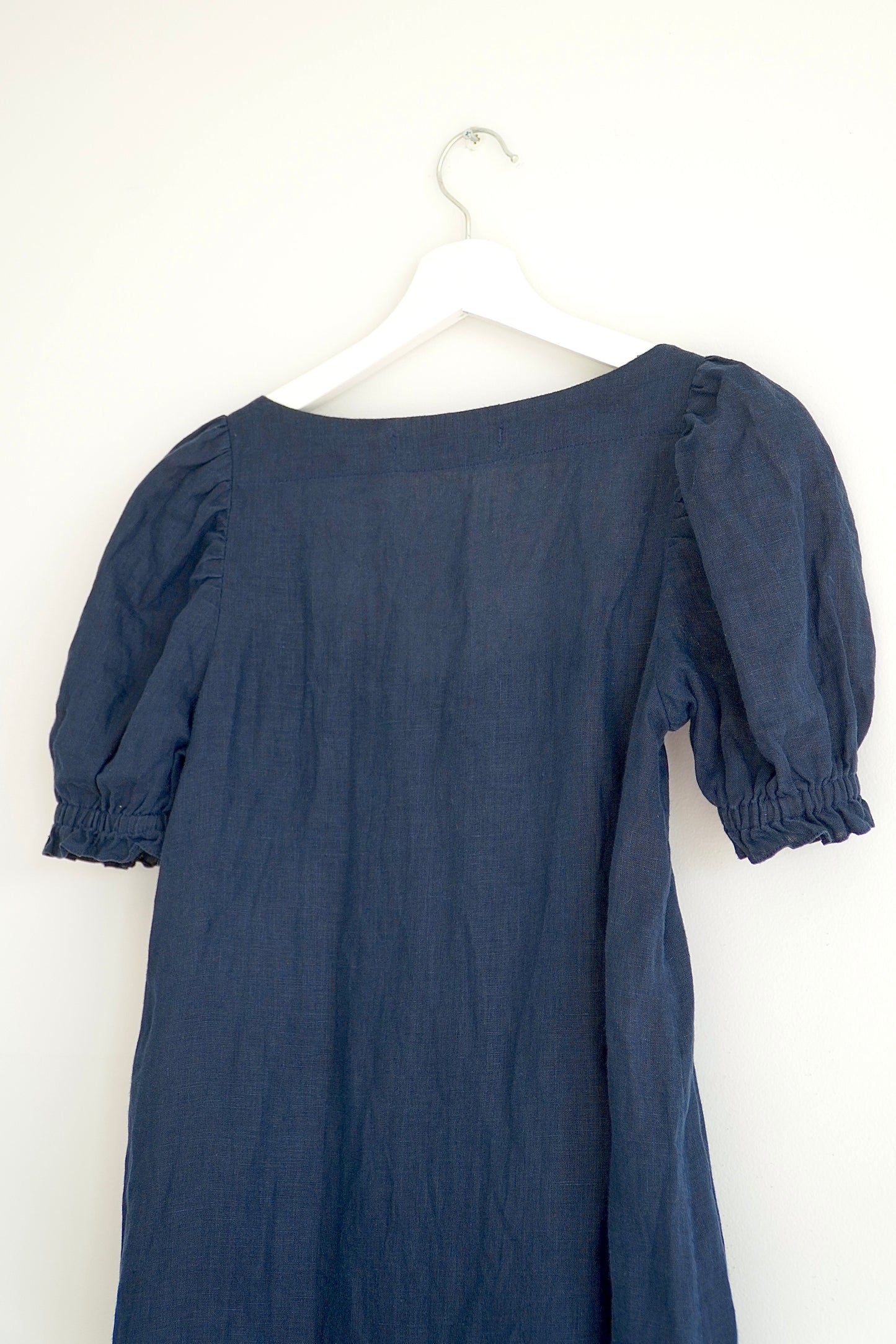 Sleeper Navy Linen Button Up Midi Dress (XS)