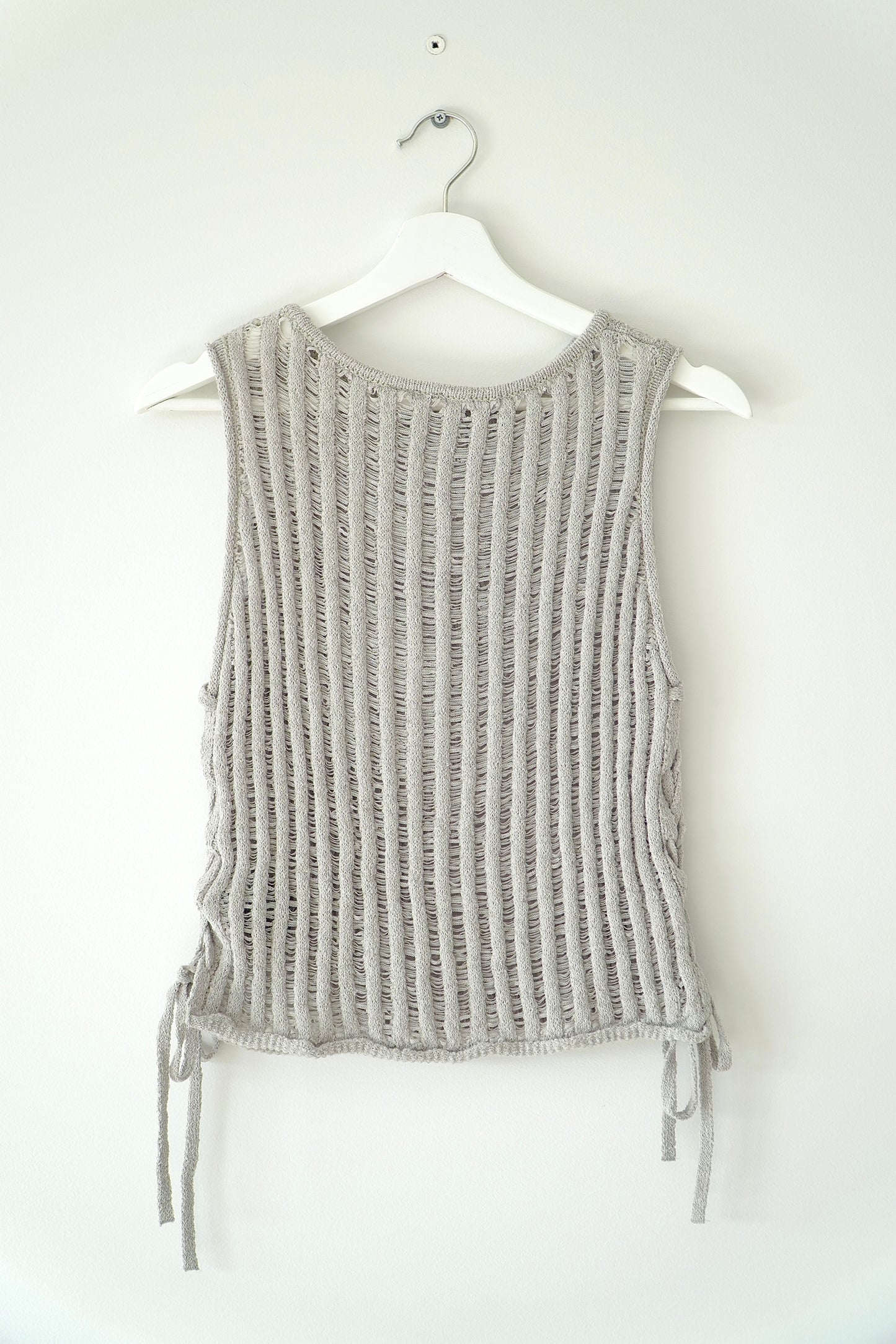 H&M Light Khaki Green Ladder Stitch Knitted Tank Top (Fits S)