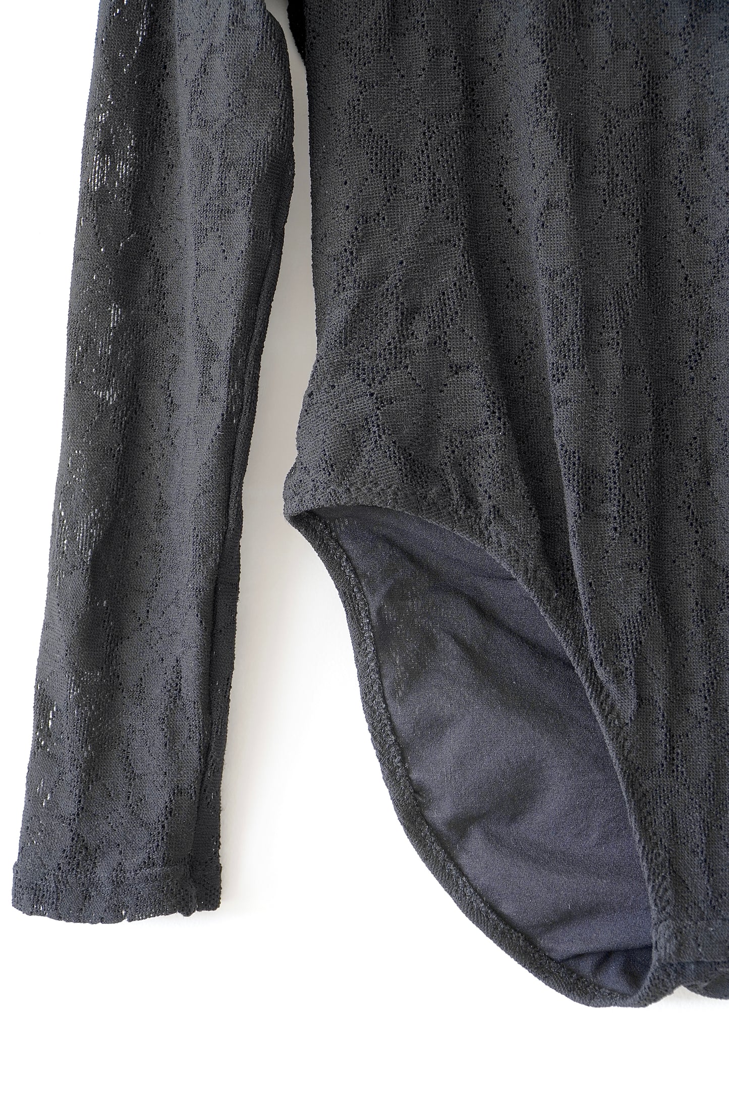 Cha Cha Cha Keep It Cool Vintage Black Floral Lace Long Sleeve Bodysuit (M)