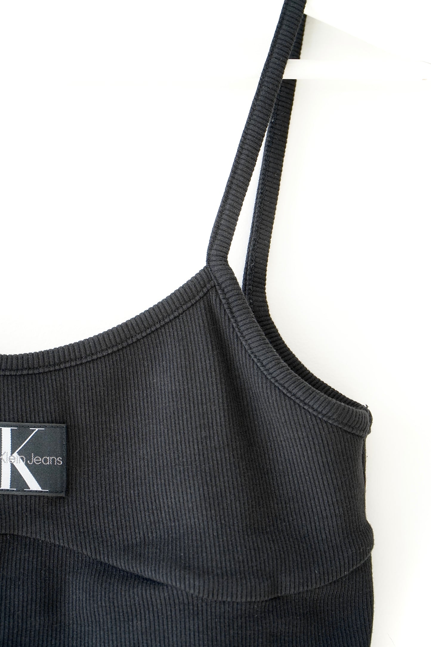 Calvin Klein Jeans Black Rib Bralette Top w/ Logo Badge (S)