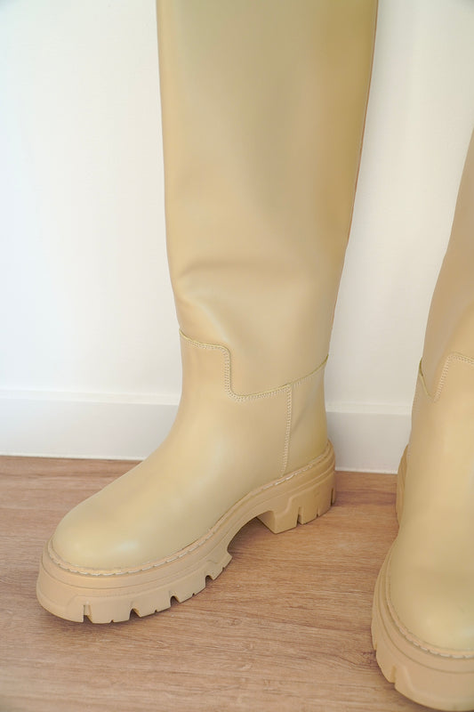 H&M Chunky Beige Platform Knee High Boots (40 Eu)