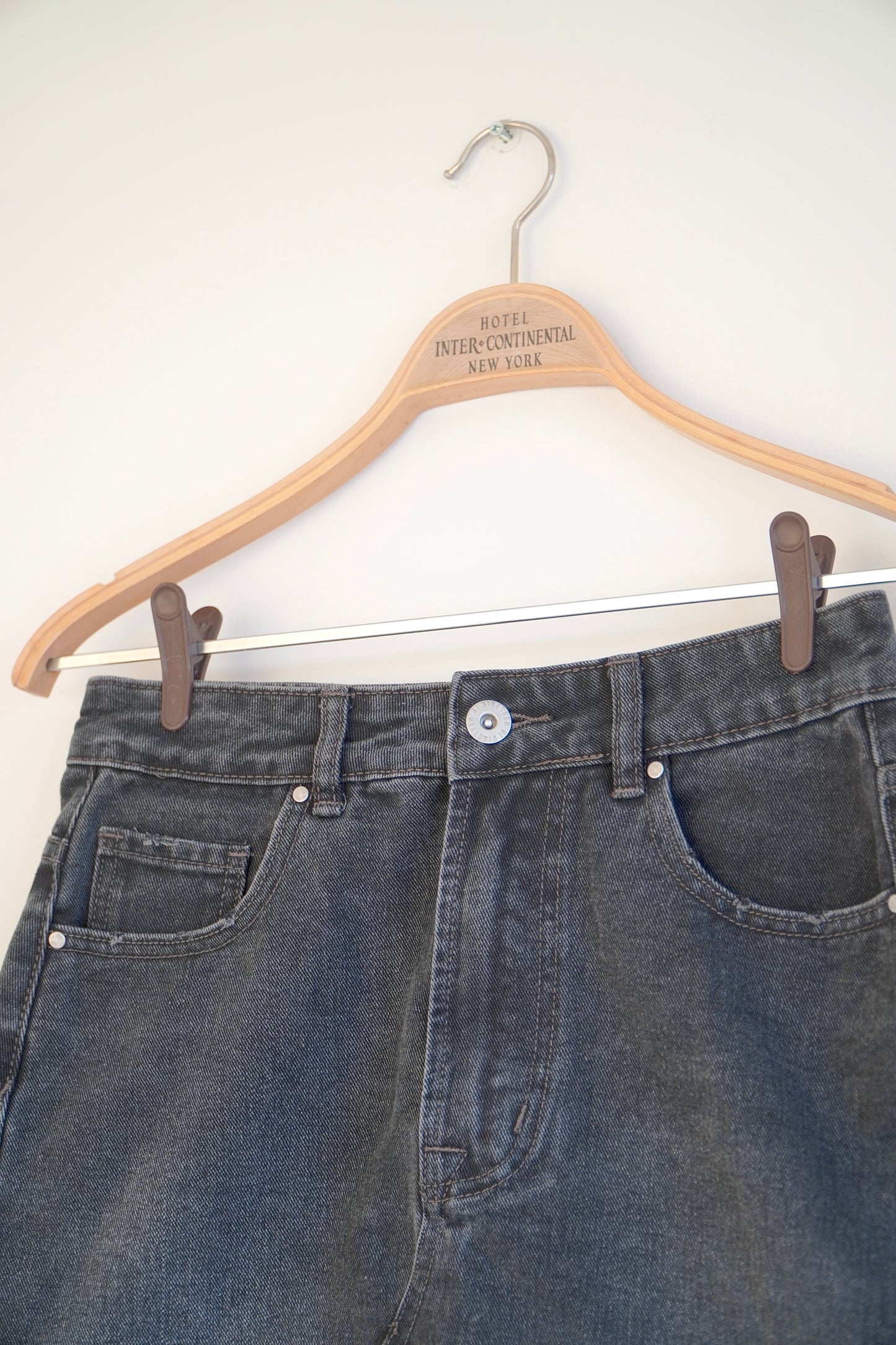 Cotton On Black Denim Frayed Mini Skirt (8 Au)
