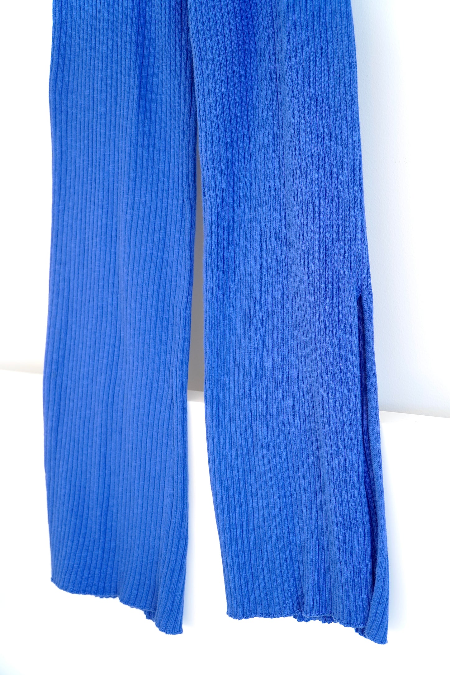 SIR. The Label Blue ‘Enes’ Cotton Rib Knit Pants (0)