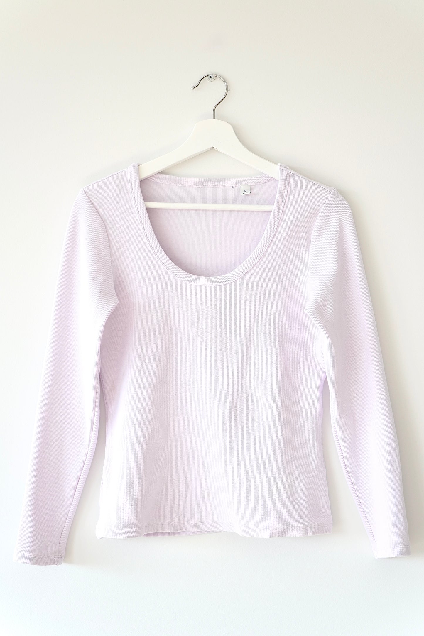 Country Road Violet Fitted Rib Long Sleeve Cotton T-Shirt (M)