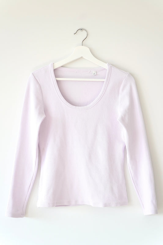 Country Road Violet Fitted Rib Long Sleeve Cotton T-Shirt (M)