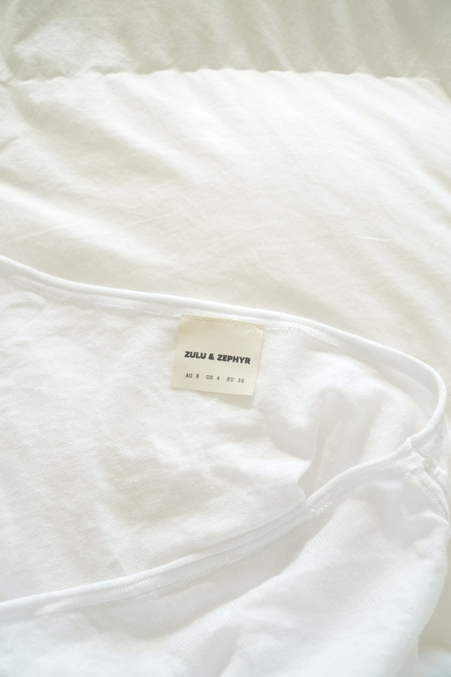 Zulu & Zephyr White One Shoulder Sheer Knit Crop Top (8 Au)