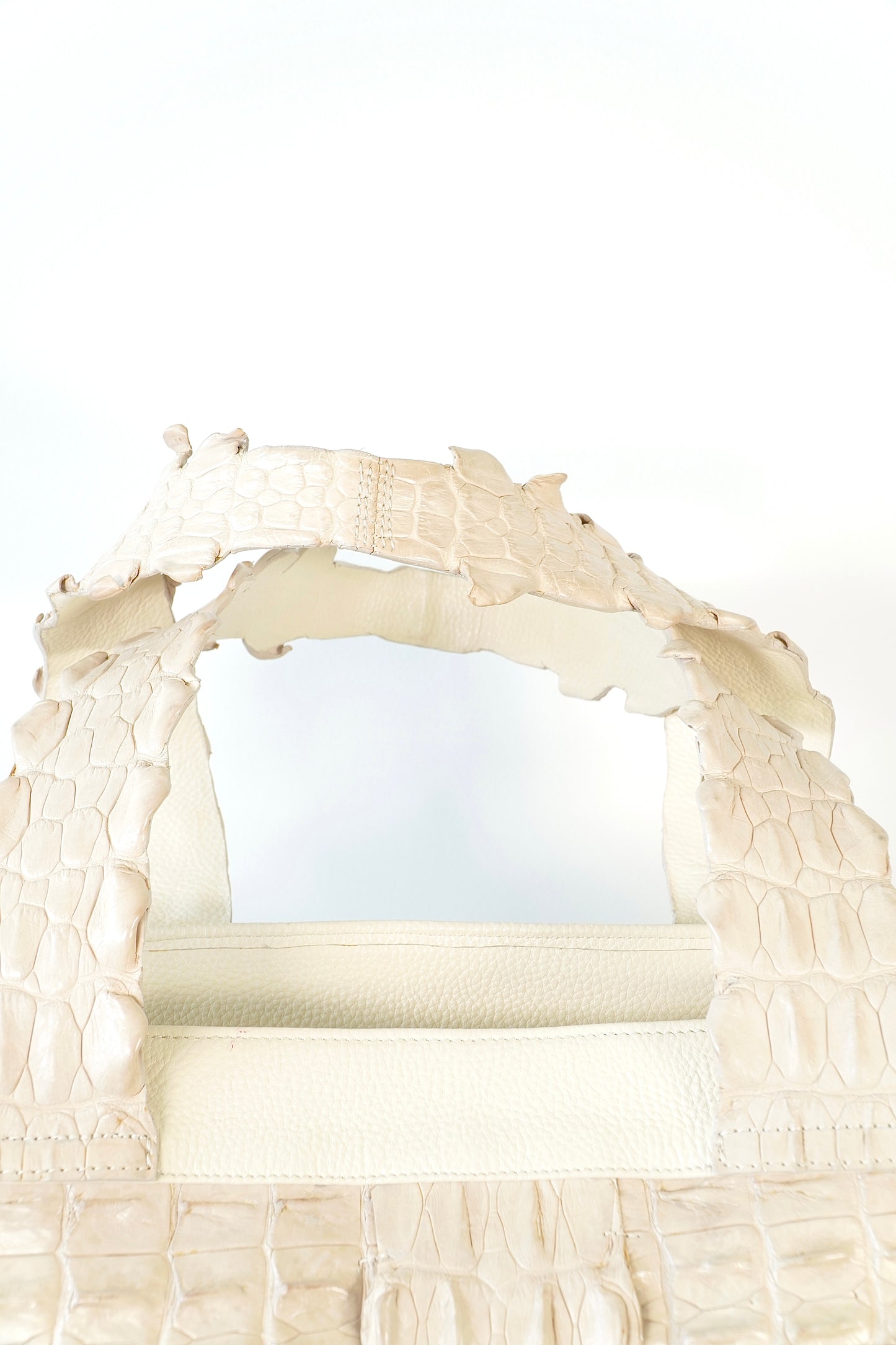 di CROCO Vintage Beige Crocodile Leather Tote Bag
