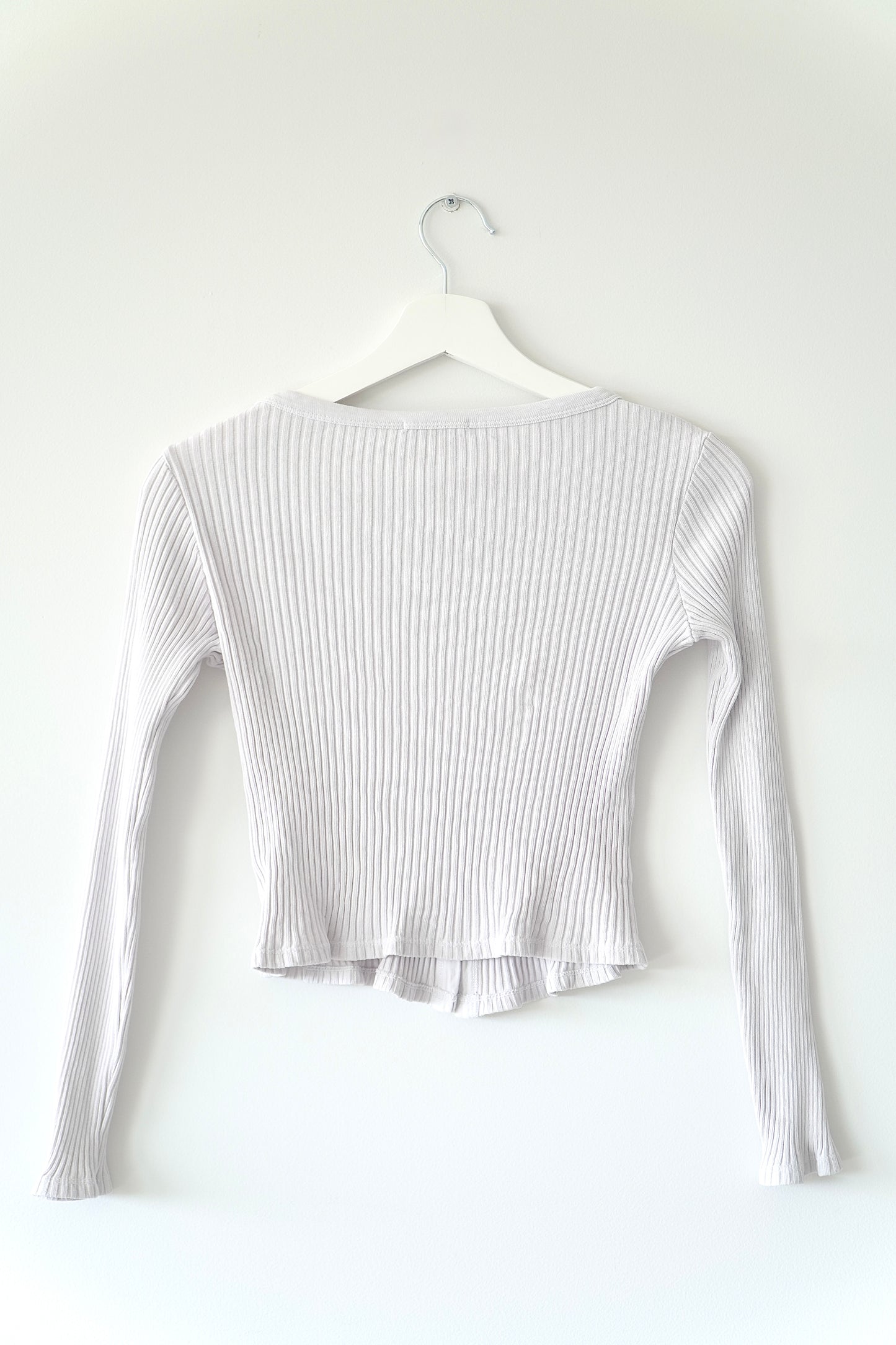 Lacausa Light Violet ‘Lucy’ Button Up 90s Rib Cardigan Top (XS)