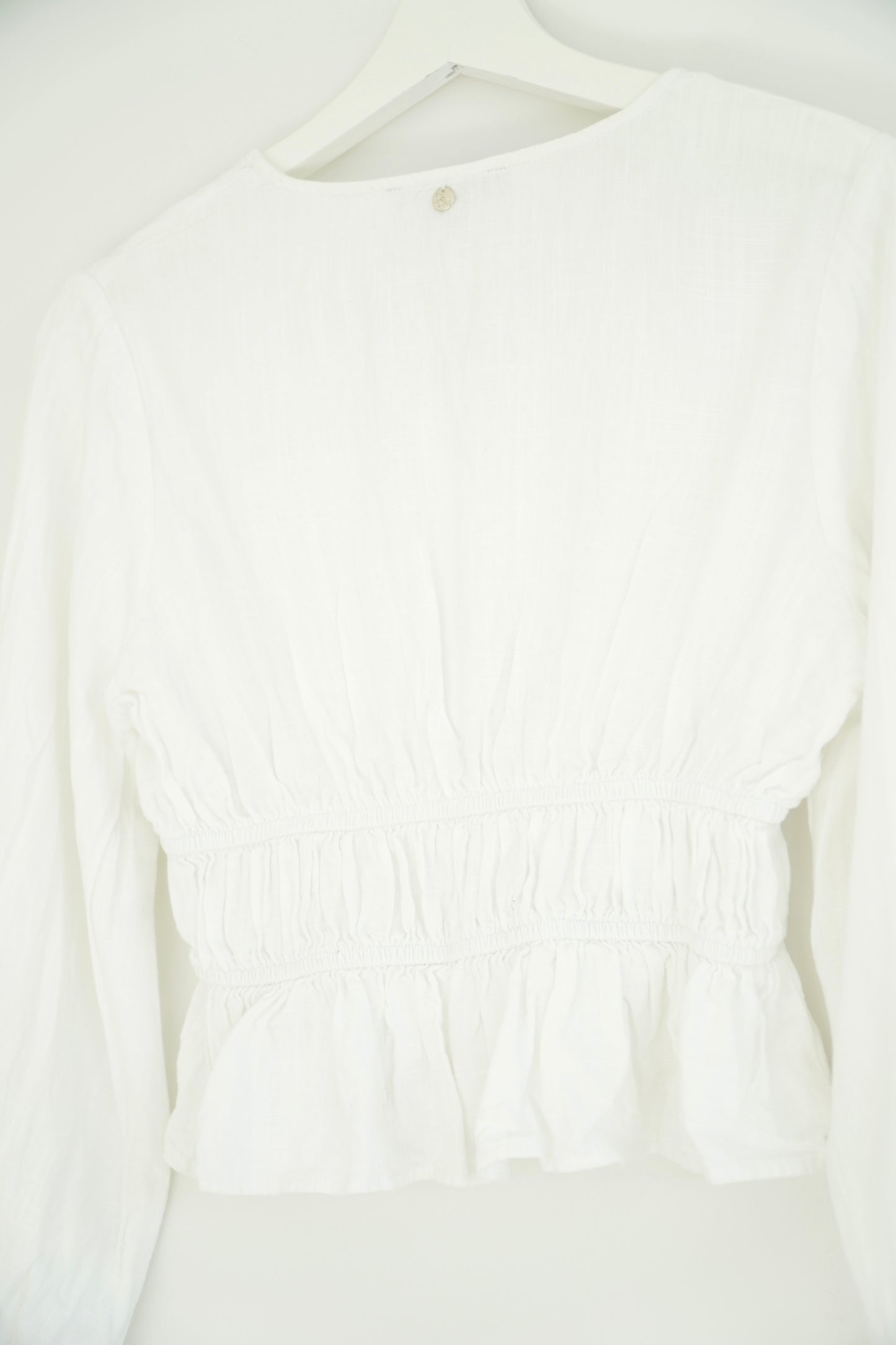 Dannii Minogue Petite White Linen Blend Blouse (6P)