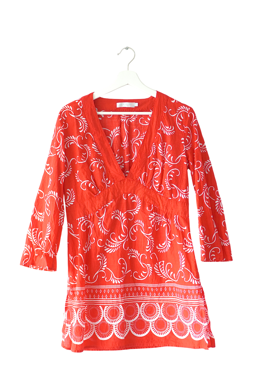Seafolly Red Patterned Tunic Coverup Beach Dress (10 Au)