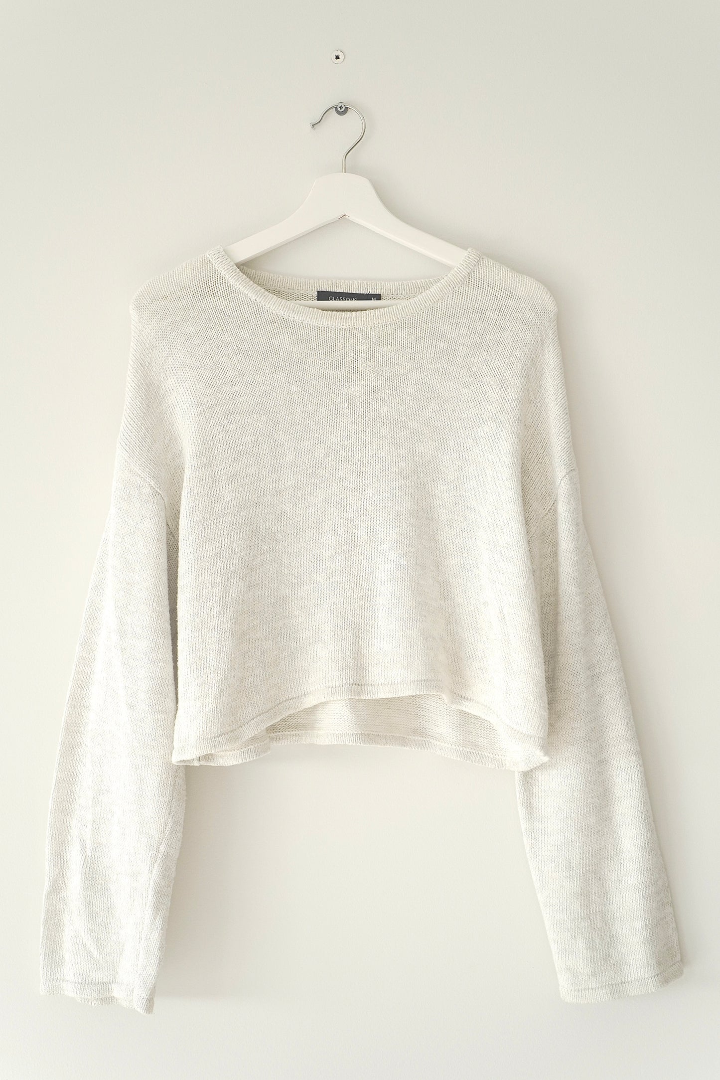 Glassons Flecked Off White Crop Relaxed Knit Jumper (M)