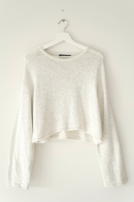 Glassons Flecked Off White Crop Relaxed Knit Jumper (M)