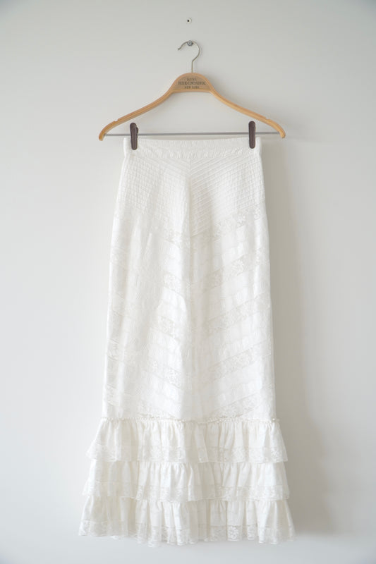Zimmermann White Ruffle Skirt W/ Belt (0)