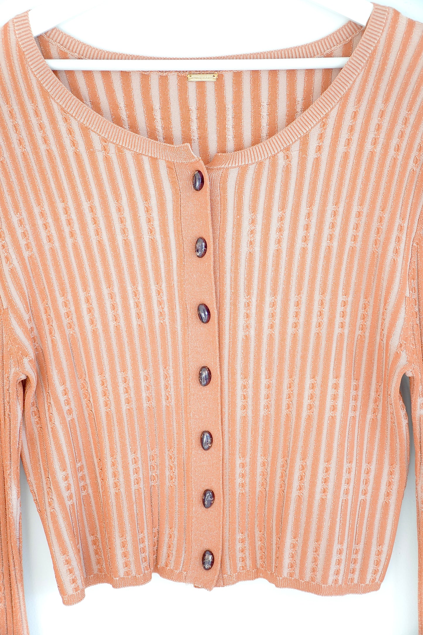 Cult Gaia Orange ‘Amma’ Rib Striped Cardigan Top
