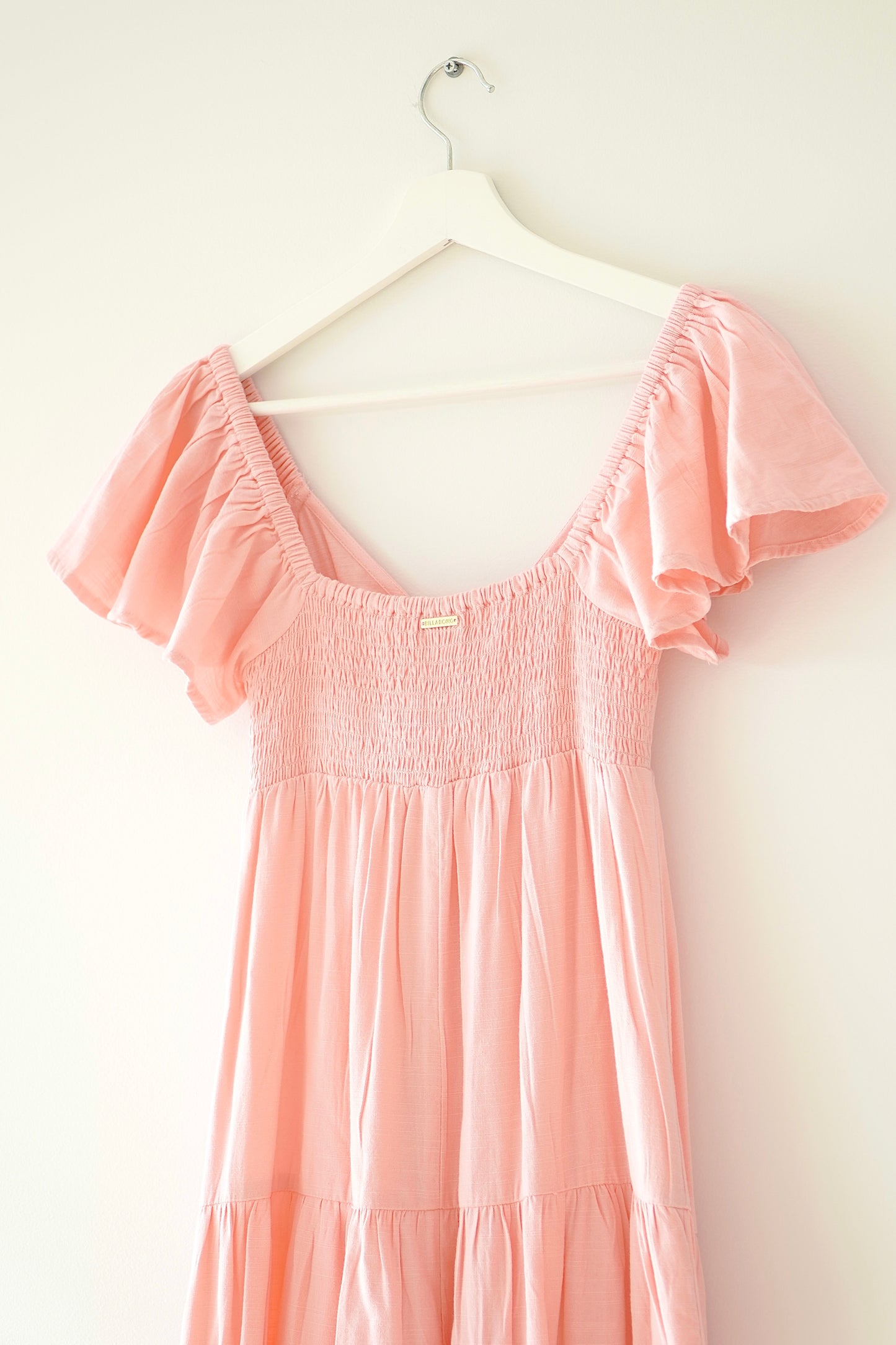 Billabong Baby Pink Tiered Midi Sundress (S)