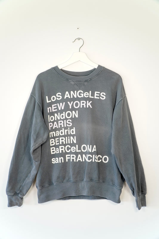 Anine Bing Washed Dark Grey Graphic 'City Love' Sweatshirt (S/P)