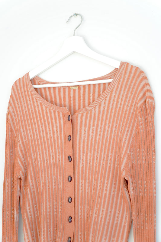Cult Gaia Orange ‘Amma’ Rib Striped Cardigan Top