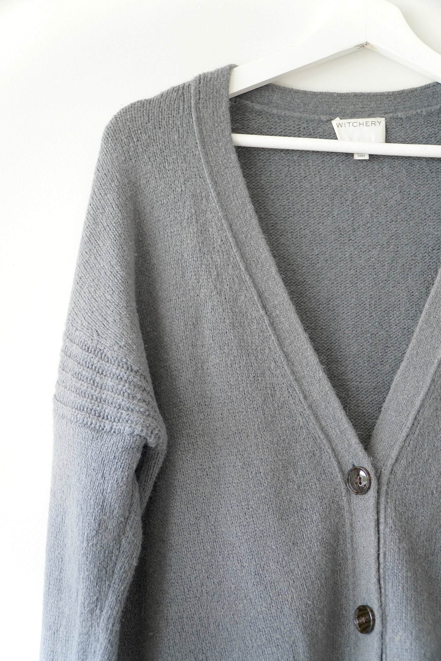 Witchery Grey Alpaca & Wool Blend Longline Cardigan (M)
