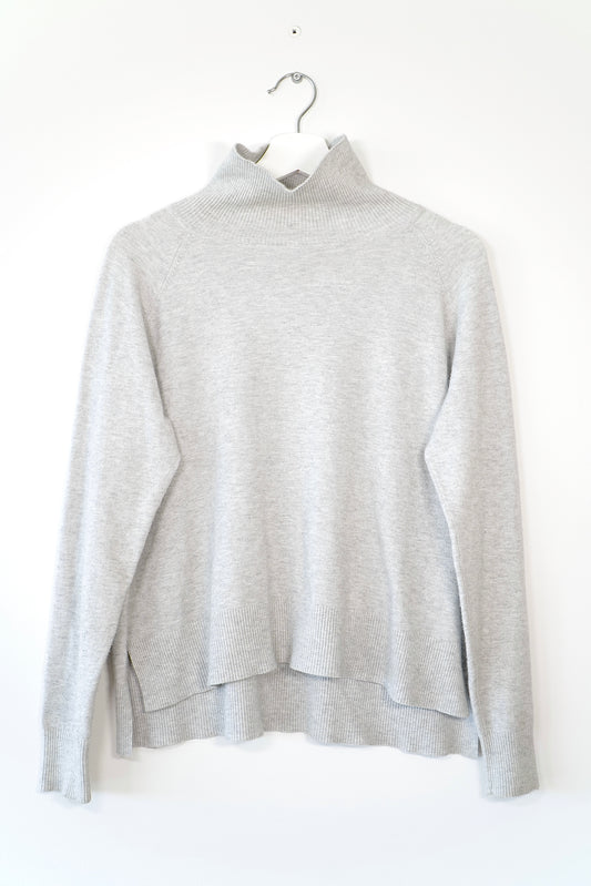 Veronika Maine Grey High-low Turtle Neck Knit Jumper (M)