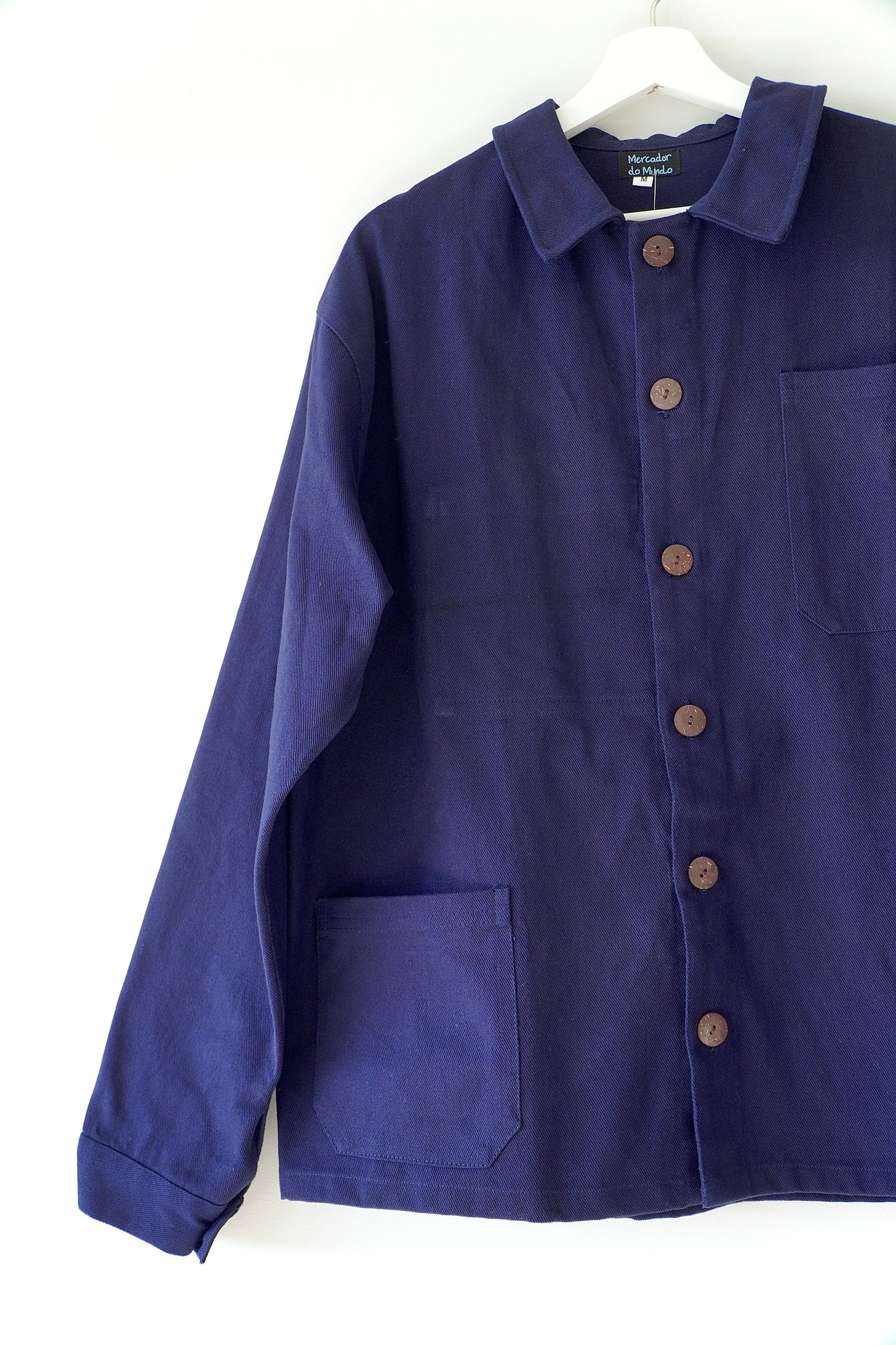 Mercador do Mundo Navy Blue Button Up Boxy Overshirt Jacket (M)