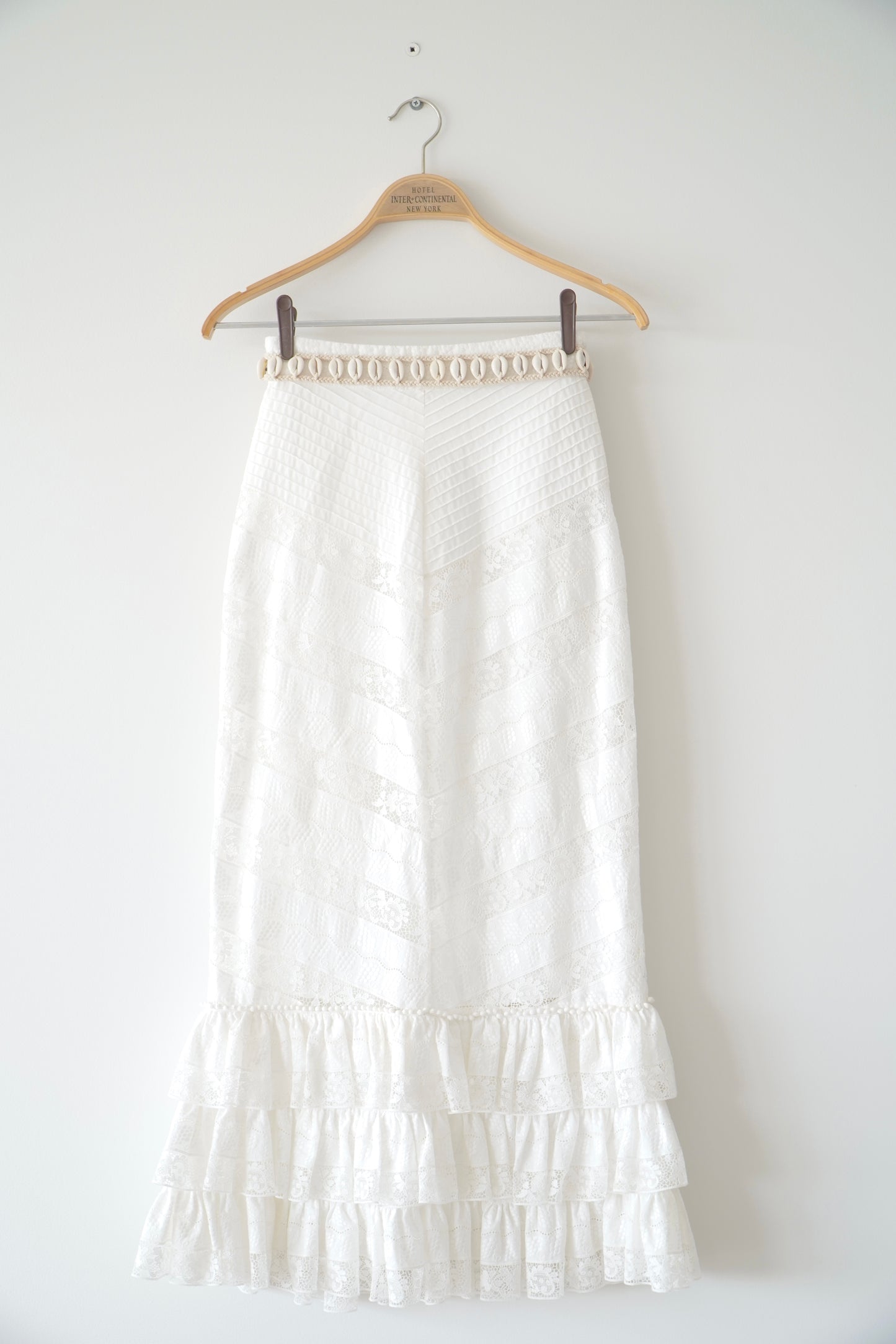 Zimmermann White Ruffle Skirt W/ Belt (0)