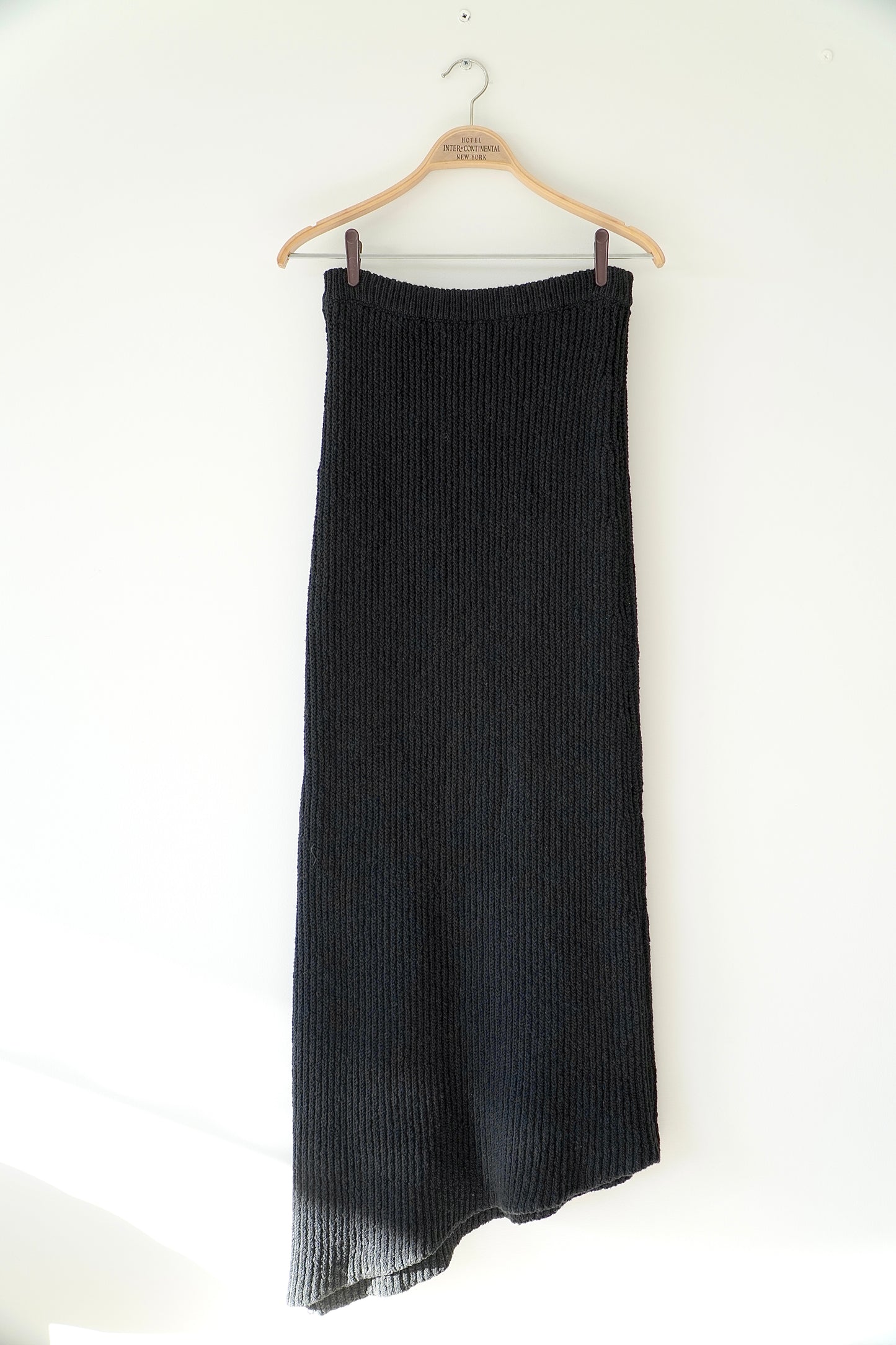 Bassike Knits Black 'Cardigan Stitch' Knitted Asymmetrical Maxi Skirt (Fits 8 Au)