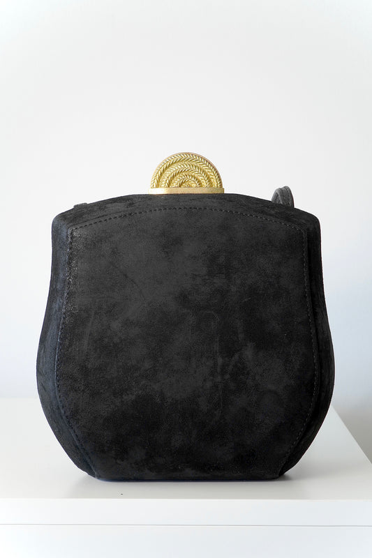 Rodo Italy Vintage Black Hard Case Evening Clutch/ Shoulder Bag