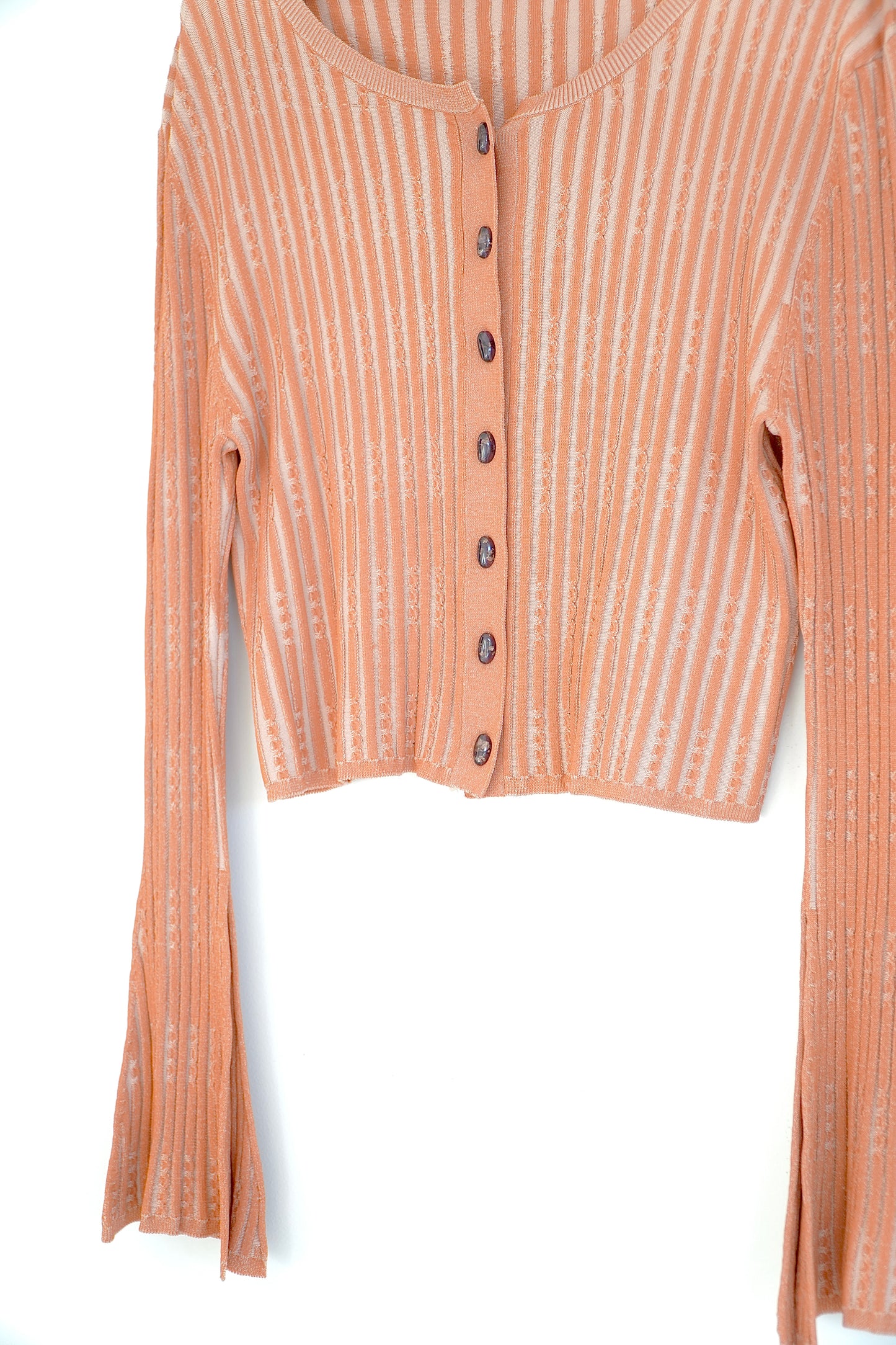 Cult Gaia Orange ‘Amma’ Rib Striped Cardigan Top