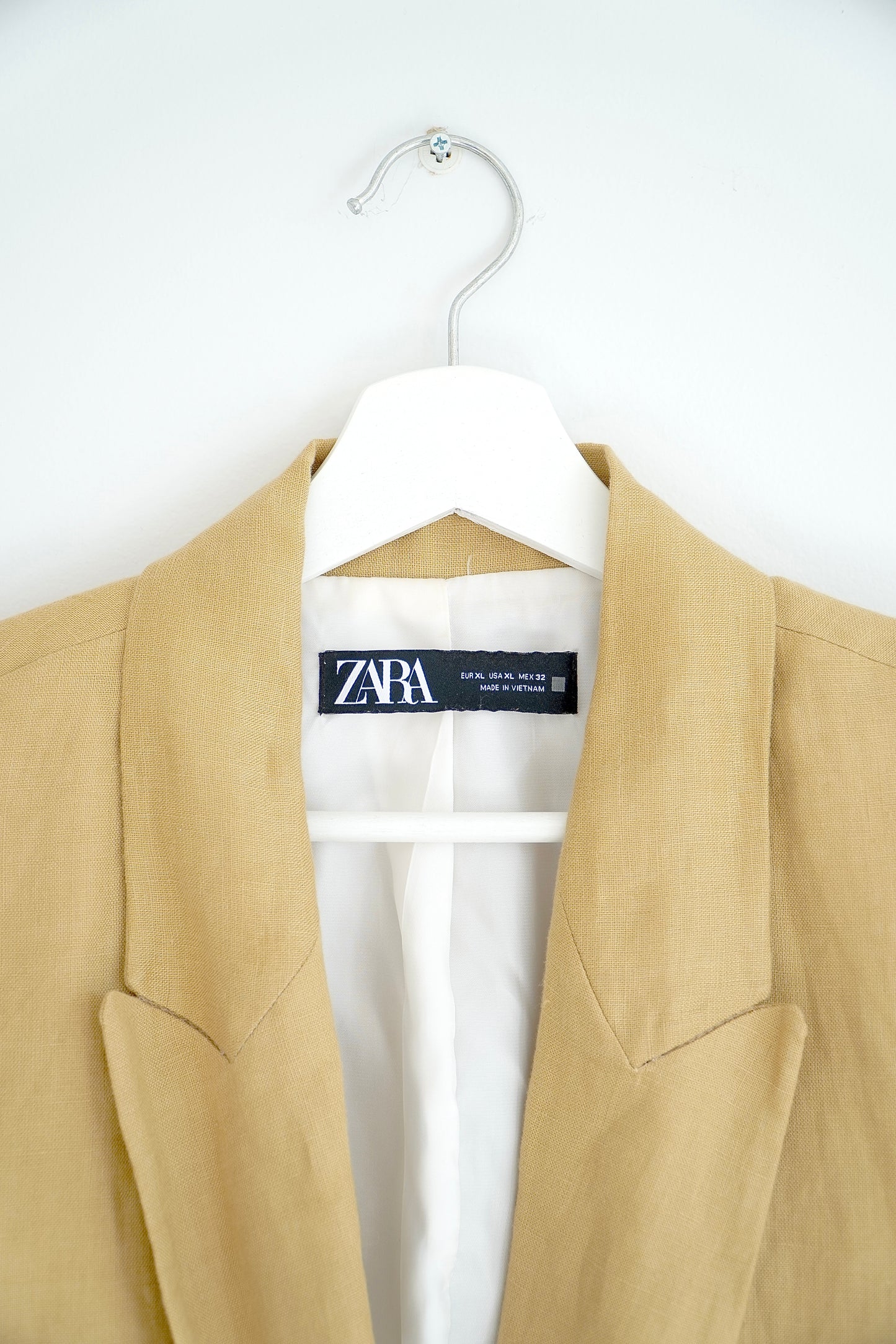 Zara Dusty Mustard Linen Suit Blazer (XL)