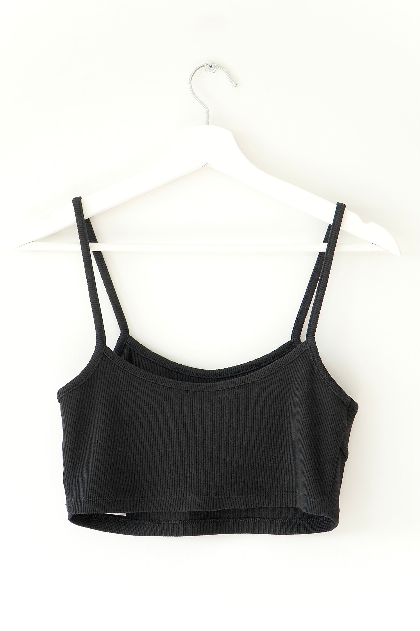 Calvin Klein Jeans Black Rib Bralette Top w/ Logo Badge (S)