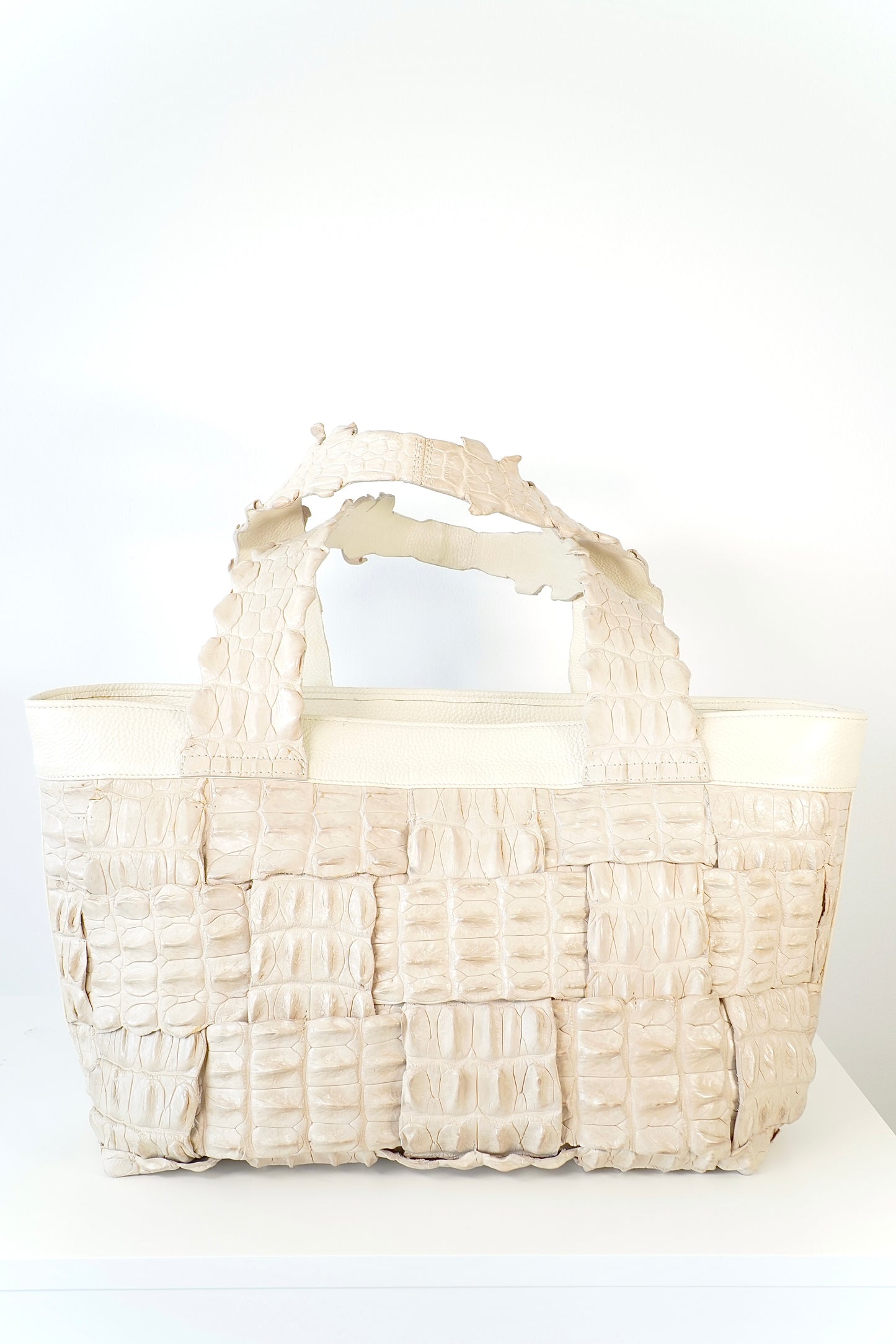 di CROCO Vintage Beige Crocodile Leather Tote Bag