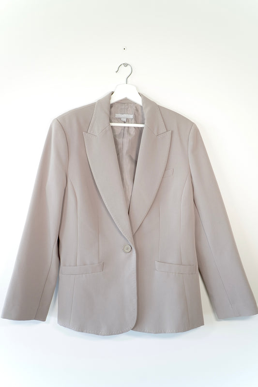 LIZ JORDAN Taupe Exposed Stitch Suit Blazer (16 Au)