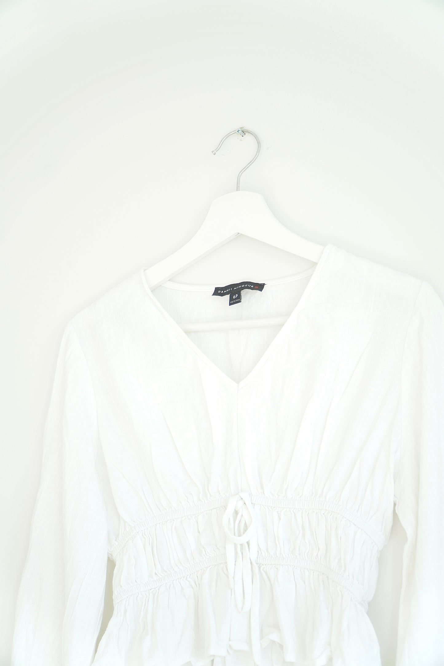Dannii Minogue Petite White Linen Blend Blouse (6P)