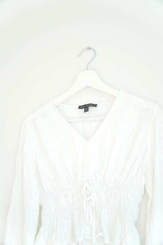 Dannii Minogue Petite White Linen Blend Blouse (6P)